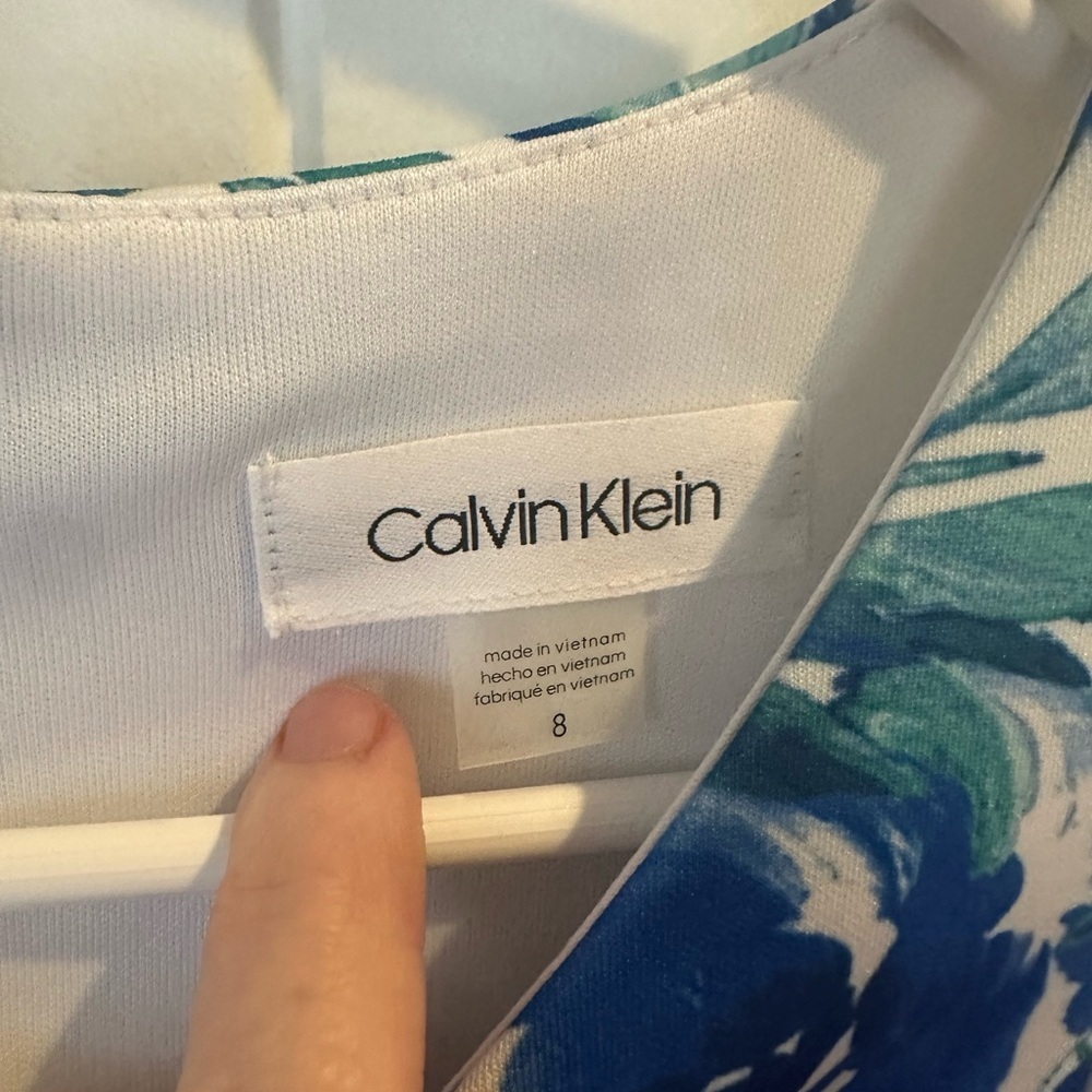 Calvin Klein Blue and Green Floral Midi Dress - Picture 2 of 6